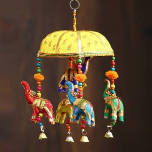 Cadeau Carillons Éléphant Cloche Décoration Fenêtre Porte Valance Suspendue Parsol Mobile Handmade Mobile door Hanging Latkan Tokri Art - Product Image 1