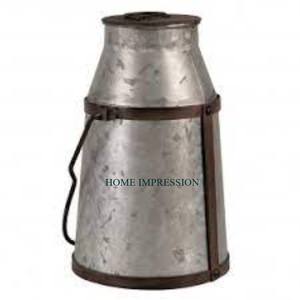 Pot à lait en métal galvanisé vintage pour la maison, vase à fleurs décoratif de ferme, rustique, campagnard français pour la décoration intérieure, fourniture d'accessoires - Product Image 4