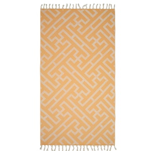 Toalla Turca Menderes con Diseño Jacquard Griego, Color Mostaza, 36x66 pulgadas - Product Image 1