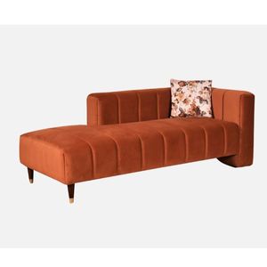 Modern Serenity RHS <b>Chaise</b> Lounger in Rust Velvet Comfortable Fabric <b>Lounge</b> <b>for</b> Living Room - Product Image 3
