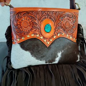 กระเป๋าสะพายข้างหนังวัวแบบตะวันตกคุณภาพระดับพรีเมี่ยม, กระเป๋าส่งเอกสารของผู้หญิงสไตล์โบฮีเมียนกระเป๋าใส่เหรียญกระเป๋าขนวัวตะวันตก - Product Image 6