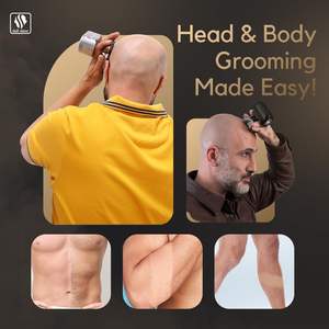 Kit de Afeitadora Eléctrica Premium 5 en 1 para Cabeza y Cara para Hombres, Uso en Seco y Húmedo, Afeitadora Rotatoria Impermeable IPX7 con Cinco Cuchillas - Product Image 4