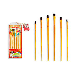 6 pezzi Set di pennelli per artisti con manico in legno per donnola piatta in colore nero blu rosso bianco per pittura ad acquerello pennello ad olio - Product Image 1
