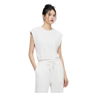 Ensemble assorti décontracté pour femme en coton côtelé rayé 100 %, comprenant un haut sans manches et un pantalon large à jambe large, séchage rapide, idéal pour la maison - Product Image 1