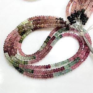 Perles en forme de rondelle à facettes en tourmaline multiple perles de pierres précieuses de qualité fine pour la fabrication de bijoux - Product Image 4