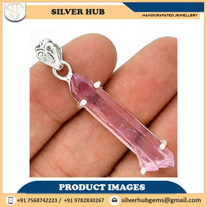 สวยงาม925เงินสเตอร์ลิงสีชมพู Aura ควอตซ์ทำด้วยมือจี้สำหรับขายในราคาที่ดีที่สุด - Product Image 2