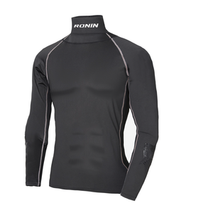 Haut de sport unisexe à manches longues, col montant, logo personnalisé, séchage rapide, respirant, en maille, décontracté, pour fitness et course, compression, couleur unie - Product Image 4