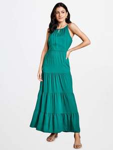 เดรสแมกซี่สีพื้น2025สำหรับผู้หญิงเดรสแม็กซี่ยาวใส่สบายทรงหลวม100% ทึบฤดูร้อน - Product Image 4