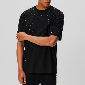 Meilleur prix T-shirts bas quantité minimale de commande pour hommes Street Wear T-shirts stylés T-shirt à manches courtes en strass pour hommes - Product Image 6