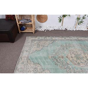 Alfombra Turca Vintage Grande de 5,5x8,9 pies, Alfombra Azul de Patchwork de Lana - Product Image 5