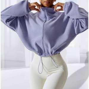 Haute qualité femmes XL Yoga veste soutien-gorge Shorts Fitness ensembles respirant séchage rapide fermeture éclair complète quatre voies sans couture recyclable - Product Image 1