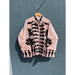 Unisex Designer Velvet Jacket Flowers Embroidery Stand Collar Winter <b>Coat</b> Handmade Women's Short Suzani Jacket Lining for Spring - Product Image 1