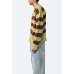 Cardigan en mohair rayé vert/marron et rose, coupe classique - Product Image 4