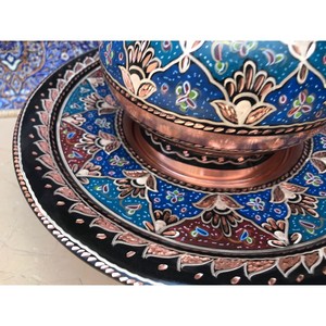 Pichet turc incrusté à la main avec assiette, décor de cuisine fait à la main, aiguière sculptée, décor unique en cuivre, pichet sculpté décoratif - Product Image 6