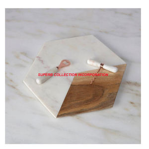 Planche à découper hexagonale en bois et marbre blanc Sur Offre Spéciale éco, planche à découper - Product Image 2