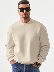 เสื้อสเวตเตอร์คอกลมแขนยาวสำหรับผู้ชายทรงหลวมสีทึบเสื้อสวมหัวผ้าพิมพ์ลายสำหรับการค้าต่างประเทศ - Product Image 5