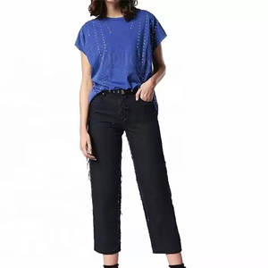 Respirant bas prix femmes strass t-shirts été décontracté à manches courtes séchage rapide écologique de haute qualité en Stock - Product Image 5