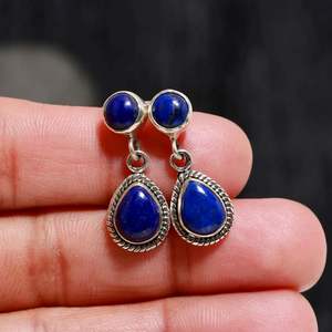 925 Sterling Silver Classic <b>Stud</b> <b>Earrings</b> Anniversary & Party Gift with Lapis Lazuli Gemstone <b>Fine</b> <b>Stud</b> <b>Earrings</b> for Women - Product Image 2