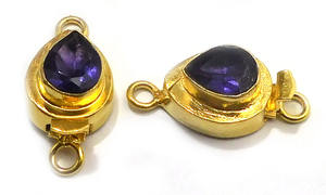 Fermoir de boîte ronde en améthyste plaqué or 18 carats fermoir de fabrication de bijoux à 1-3 brins B750 23X12X10MM résultats de bijoux et composants - Product Image 3