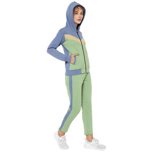 2023 última ropa deportiva con logotipo personalizado para mujer, chándal de 2 piezas con cremallera completa, chándal, traje para correr, cuello con capucha de moda de invierno - Product Image 2