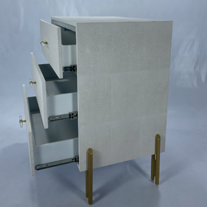 Hot Selling Modern Three Drawer Chest Dressers <b>Storage</b> Faux Shagreen Convertible Foldable Extendable Bedroom Nightstands Home - Product Image 2
