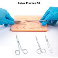 Kit Completo de Práctica de Sutura para Estudiantes de Medicina Veterinaria, 18 Piezas, Almohadilla de Silicona Compuesta de 7x5 Pulgadas, 6 Suturas de Seda, 5 Cuchillas Reutilizables