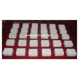 Fabricant et grossiste de boîtes à bijoux de forme rectangulaire en marbre blanc sculptée à la main pour emballage de festival - Product Image 1