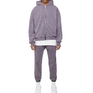 Sudadera con capucha con bordado de lujo personalizada, ropa de calle, Sudadera con capucha de lana en blanco Vintage de gran tamaño, lavado con ácido, Sol desteñido, sudadera con cremallera desgastada - Product Image 4