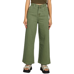 Pantalones vaqueros de mezclilla para mujer Pantalones vaqueros de pierna ancha lavados informales de diseño personalizado de moda para mujer Precio al por mayor de Bangladesh - Product Image 1