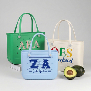 Bolsa de Playa de EVA con Logotipo Personalizado, Impermeable, Azul y Blanca, Bolsa de Sororidad de Gran Capacidad, Bolsa de Playa para Eventos Universitarios Greek Life - Product Image 1