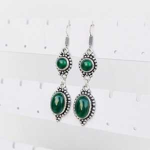 Green <b>Onyx</b> Dangle <b>Earrings</b> 925 Silver Plated Boho Jewelry Handmade Multi-Stone Drop <b>Earrings</b> Crystal <b>Earrings</b> Gift for Her - Product Image 2
