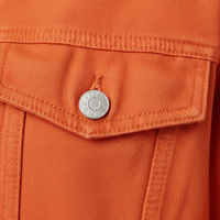 Veste en jean tricotée orange pour femme, respirante, séchage rapide, fournisseur d'usine OEM, vente en gros, sur mesure, jean délavé