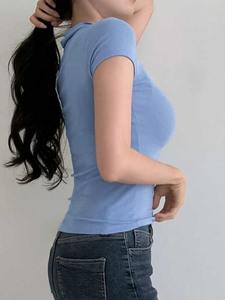 Camiseta Polo de Mujer de Material Suave, Cómoda, de Manga Larga, Cuello en V, con Botones, para Mujer - Product Image 6