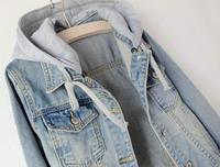 Veste à capuche en denim brut tissé pour femme, style le plus récent, respirante, coupe-vent, manches longues, logo personnalisé et tailles ajustables