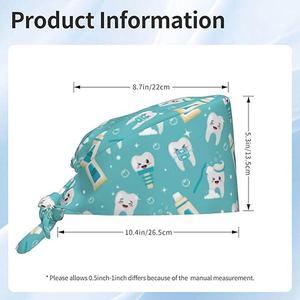 Chapeau de chirurgien médical, hôpital, médecin, infirmière, réglable, coton, polyester, réutilisable, unisexe, logo personnalisé, OEM - Product Image 3