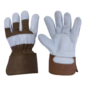 Leather Safety Work <b>Gloves</b> Palm Protection Fire Proof 10 oz Thickness 10 Inch Length Elastic Wristlet Anti-Slip Fingertips for - Product Image 1