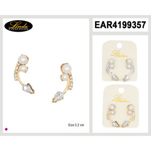 Orecchini a perla Linda, 2 cm, placcati oro, con perle finte rotonde, gioielli da donna alla moda per matrimoni - Product Image 3