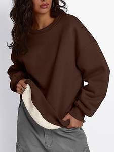 Sudadera de Alta Calidad con Logotipo Personalizado de Diseñador OEM, Sudadera Gruesa de Felpa de Algodón Premium para Entrenamiento, Sudadera Deportiva con Cuello Redondo para Mujer - Product Image 5