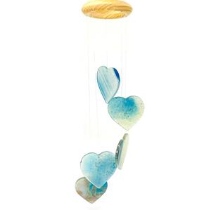 Haute qualité carillon éolien naturel onyx agate aigue-marine couleur coeur carillon éolien tranche guérison cristal agate carillon décoration de la maison - Product Image 5