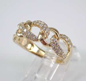 Anillo de diamante de laboratorio de eslabones de cadena de oro macizo de 14K Unisex, banda única para aniversario de boda, joyería nupcial apilable para anillos finos - Product Image 4