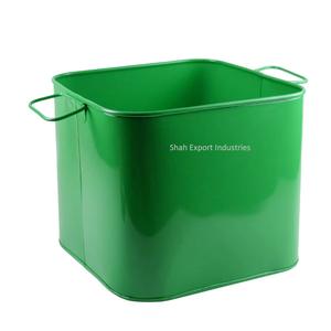 Meilleure vente jardinière de fleurs en métal et en fer pour la maison, l'intérieur du jardin, seau à fleurs décoratif fini jaune avec poignée - Product Image 3