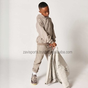 Conjunto Deportivo de Felpa con Capucha para Niños, Talla Grande, Sudadera de Algodón, Pantalones de Chándal Personalizados, Corte Regular, Unisex - Product Image 3