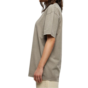 เสื้อยืดผู้หญิงคุณภาพสูง ผ้าฝ้าย 100% ล้างสีแบบ Acid Wash แขนสั้น คอกลม ระบายอากาศได้ดี พร้อมโลโก้แบบกำหนดเอง ระบายอากาศได้ดี ปี 2025 - Product Image 3