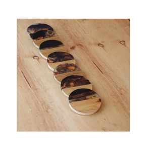 Professional Look Epoxy Resin & Wood coaster <b>Cheap</b> Price Tea Vintage Wood Resin Coaster Customized Size Wood and Resin Coasters - Product Image 3