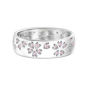 Jeulia Sakura Flower Sterling Silver Wedding Band-Romantic <b>Adjustable</b> <b>Ring</b> - Product Image 1