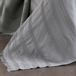 Guzide Arya <b>Grey</b> 3-Piece Customized Classic Luxury Home <b>Bedspread</b> Set 100% Chenille Organic Woven Striped Washable Ant - Product Image 5