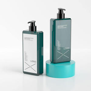 Bouteille en plastique PETG rectangulaire de 500 ml (16,9 oz) - Pulvérisateur à pompe vert pour shampooing et revitalisant, emballage personnalisé - Product Image 5