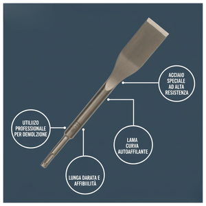 Ciseau à pointe courbe de 40 x 260 mm pour travaux de construction et matériaux durables, ciseaux et poinçons résistants - Product Image 6