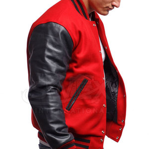 Veste Letterman à manches en cuir coupe-vent vente en gros veste d'hiver Letterman à manches en cuir à usage extérieur grande taille - Product Image 5