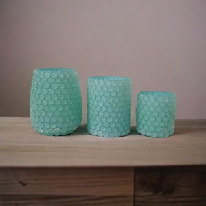 Candelabros vacíos de lujo de Color turquesa de tamaño personalizado, linternas y tarros con mosaico de cuentas de burbujas de vidrio para decoración del hogar - Product Image 4